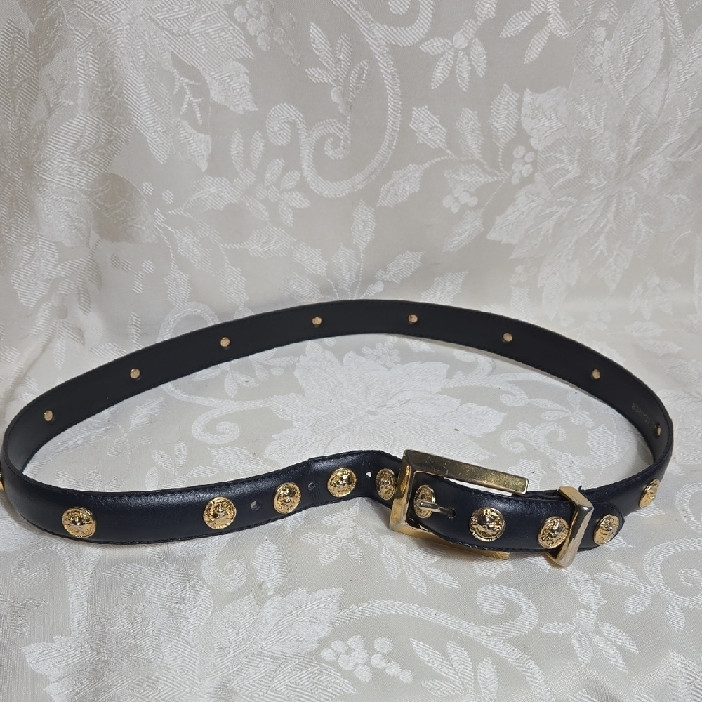 Tarox Black And Gold Embellished Leather Women's Belt